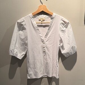 Madewell Classic White V-Neck Blouse